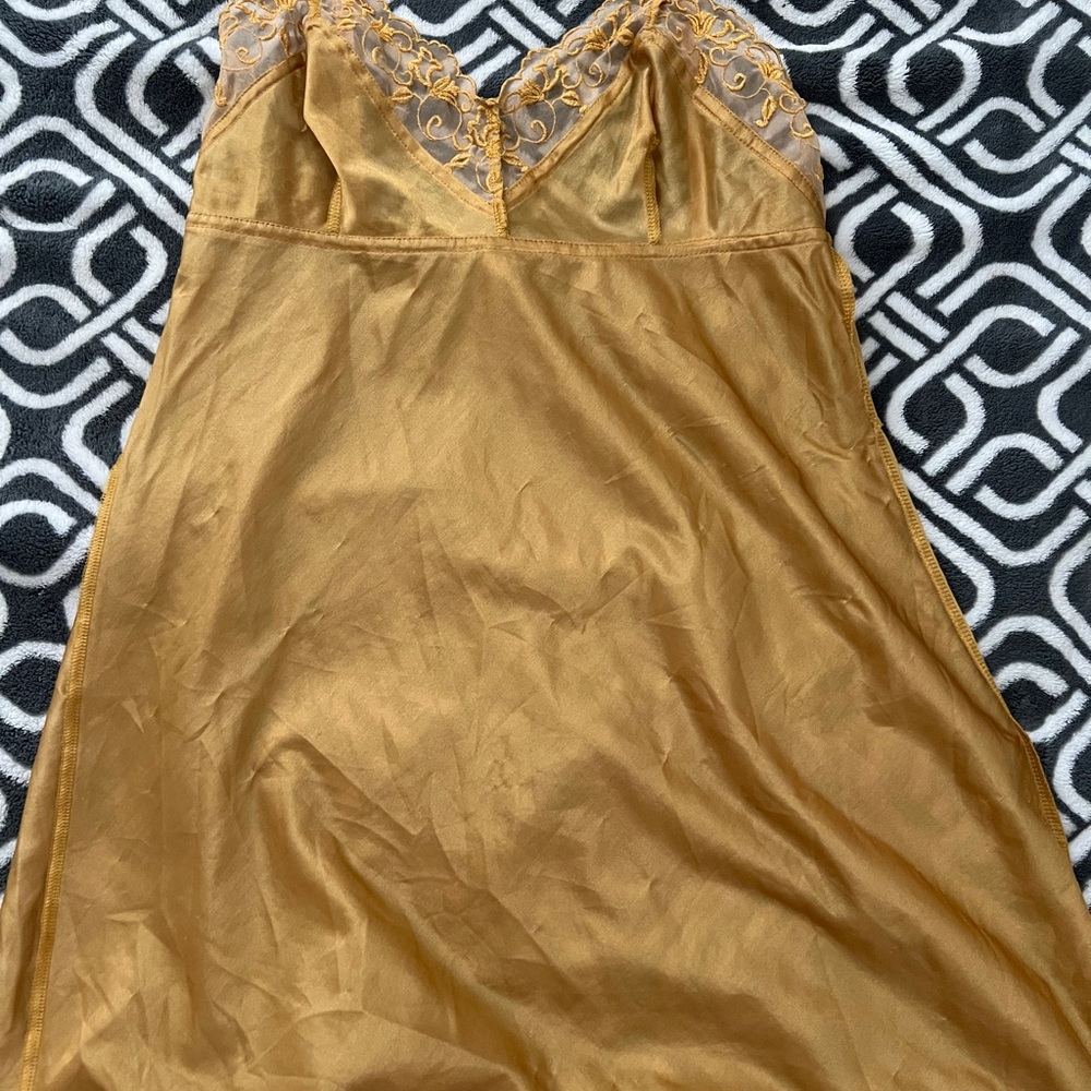 Victoria's Secret Gold Chemise with Lace Detail